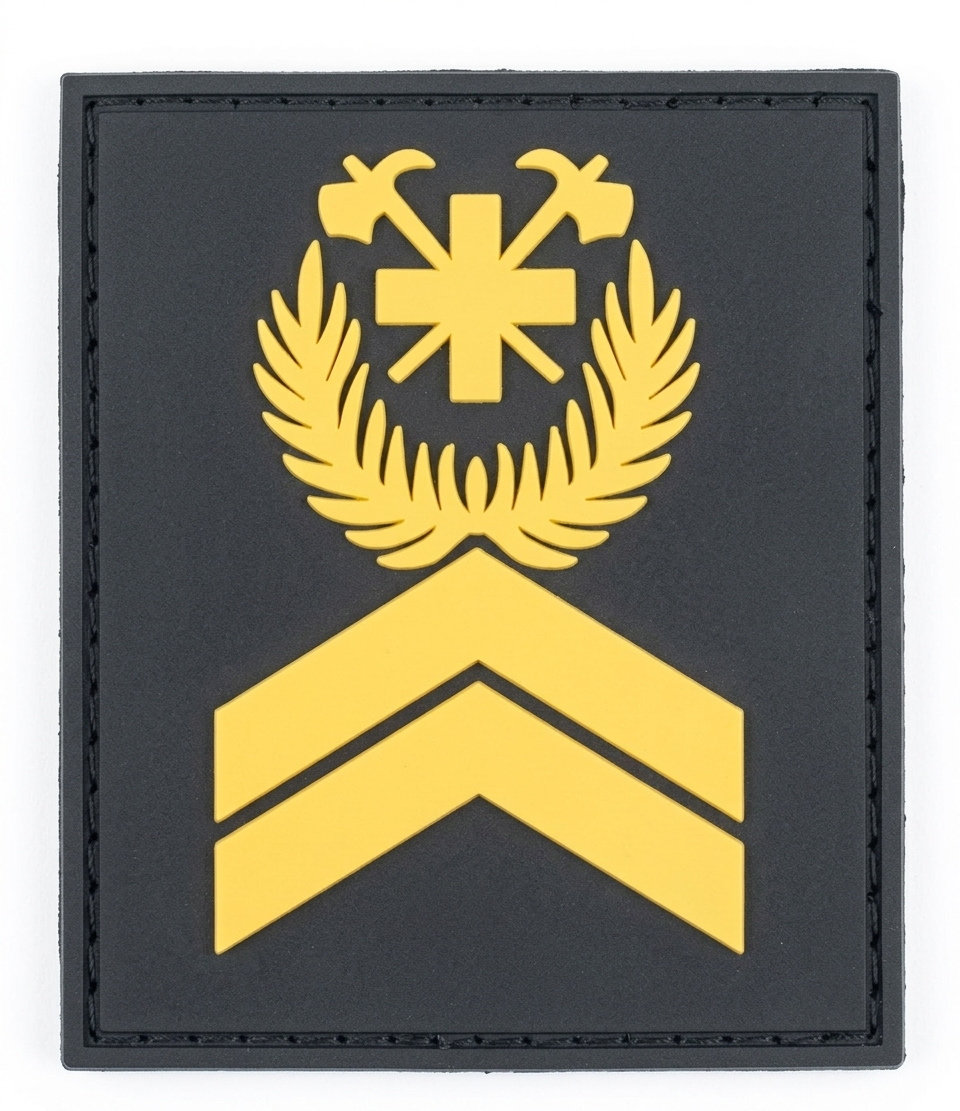 SP ranks embroidered on black fabric, mounted on CROCHET grip strips