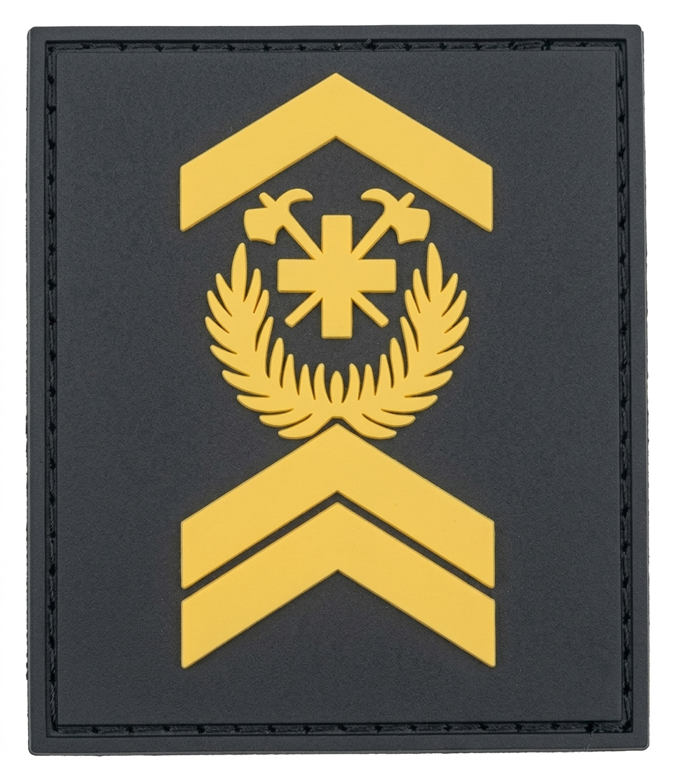 SP ranks embroidered on black fabric, mounted on CROCHET grip strips