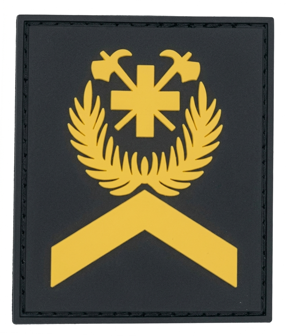 SP ranks embroidered on black fabric, mounted on CROCHET grip strips